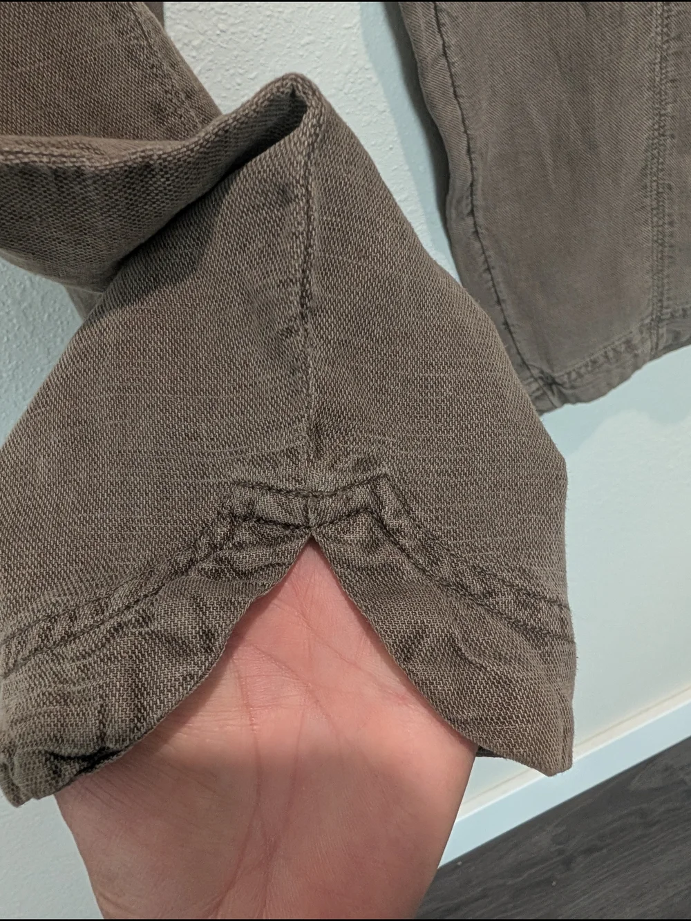 C&C California Linen Pants Draw String Elastic Waist Size XL Green Khaki Beach - Picture 5 of 8